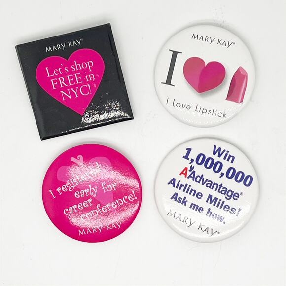 Lot of 4 Vintage Mary Kay Fashion Pins Pink Black White Round Square - Picture 1 of 5